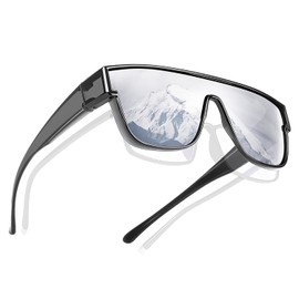 TINHAO Polarized Fit Over Sunglasses Trendy Square Wrap Around Shades Glasses for Women Men UV Protection(Grey, Silver)