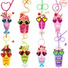 32 Pack Valentines Day Gift Cards with Colorful Crazy Straws