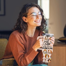 Guinea Pig Gifts for Girls/Women, 40oz Guinea Pig Tumbler with Lid and Straw, Birthday Gifts for Guinea Pig Lovers, Guinea Pig Themed Gifts for Guinea Pig Stuff, Just a Girl Who Loves Guinea Pig Cup