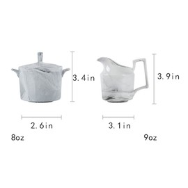 RockTrend Marbling Ceramic Milk Jug Sugar Bowl, Coffee Serving Set, Creamer Pitcher and Sugar Bowl Set
