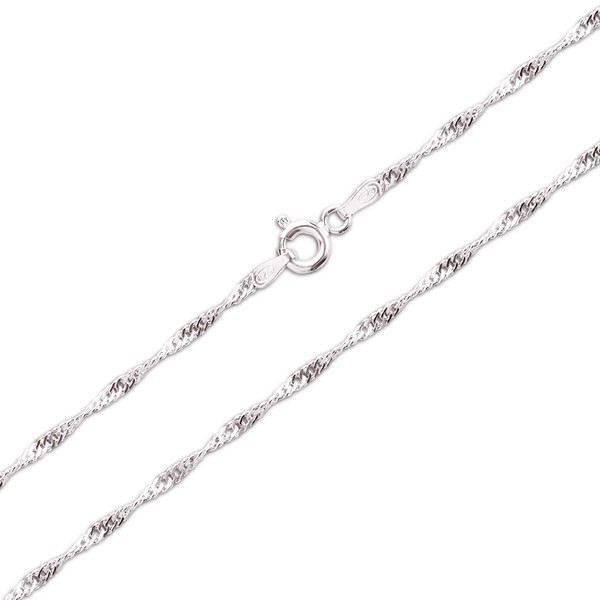 Schöner-SD Singapore Chain Necklace 925 Silver Twisted, Silver