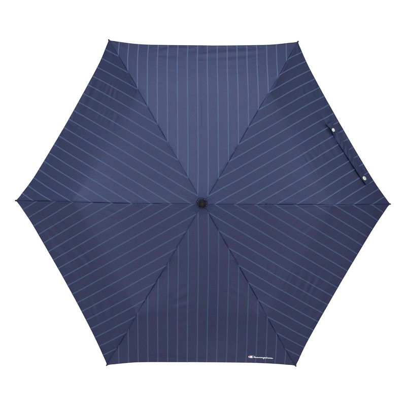 Champion CHM70MN58 Gentleman Windproof Striped Mini Folding Umbrella, Navy, 22.8