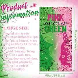 Pink and Green Party Decorations Pink Goes Good With Green Banner Door Cover Outdoor Indoor for Women Girls Birthday Baby Shower Party Supplies