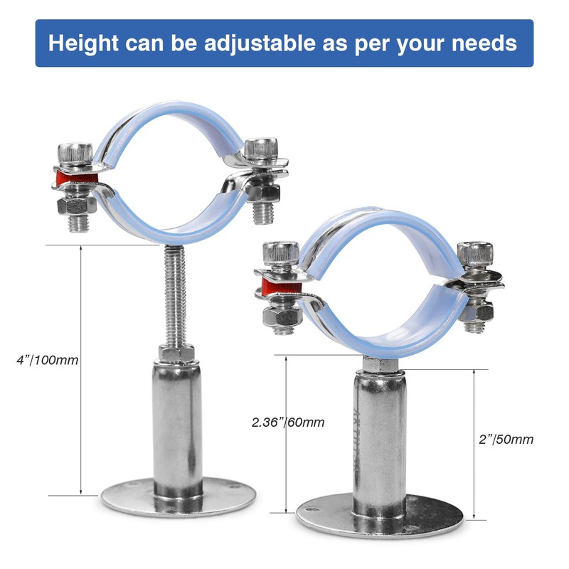 AKIHISA 2-1/4 Inch Ceiling Mount Pipe Support,2 Pack Adjustable 304