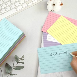 Flash Cards Paper 300Pcs Revision Cards Paper 127 * 76mm Assorted Colours Index Crads Record Cards Ruled Flashcards for Office Working School Learning