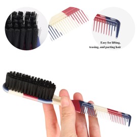 GEN'C BÉAUTY 2-Piece Hair Grooming Set – Soft Bristle Wave Brush & 2-in-1 Edge Brush and Comb for Hair Styling, Beard & Mustache Grooming (Multicolor)