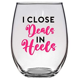 I Close Deals in Heels 21 Oz Wine Glass, Realtor, Sales, Saleswoman, Funny Wine Glass