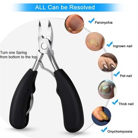 4PCS Toe Nail Clipper for Ingrown or Thick Toenails,Toenails Trimmer and Professional Podiatrist Toenail Nipper for Seniors with Surgical Stainless Steel Surper Sharp Blades Soft Grip Handle