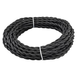 URCIANOW Black Braided Cable - 10M/32.8FT Twisted Fabric Electrical Wire 18AWG 2x0.75mm 2Core Vintage Braided Flex Cable for DIY Lamps & Industrial Pendant Lights