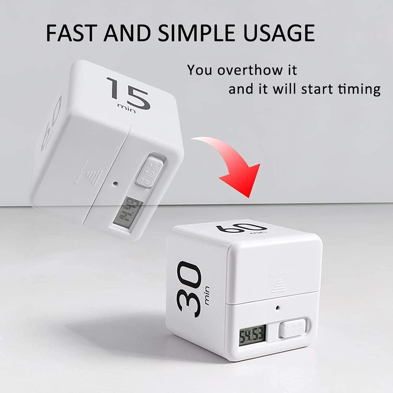 DQDEDIAN Cube Timer, Kitchen Timer with Gravity Flip Countdown Settings