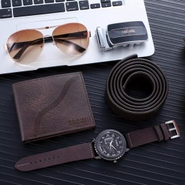 MoonGrass Accessory Gift Set For Men - 5 Pcs Set Plus Gift Box - Wallet, sunglasses, Watch