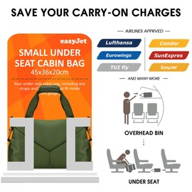 For Easyjet Airlines 45 x 36 x 20 Personal Items Travel Bag Hand Luggage Under Seat with TSA Approved Bag in Quart Size and Shoe Bag Weekender Overnight Bag Women, Green-easyjet