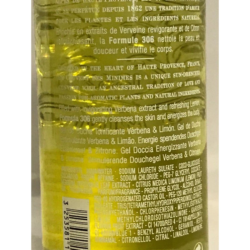 Le Couvent Des Minimes, Formula No.306, Energizing Shower Gel, Verbena
