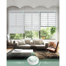 Yoolax Motorized Zebra Blinds, Light Filtering Day and Night Dual Layer Sheer Blinds, Privacy Light Control Horizontal Window Blind for Home, Fabric Samples of Motorized Zebra Blinds, Multi-Color
