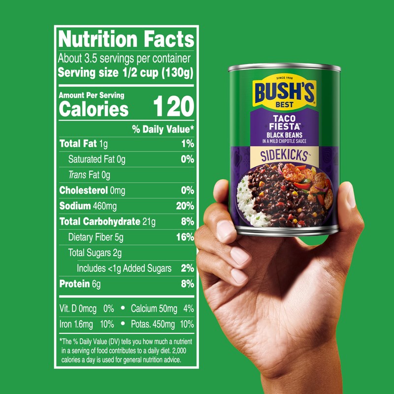 BUSH'S BEST 15.1 oz Canned Taco Fiesta Black Beans, Source