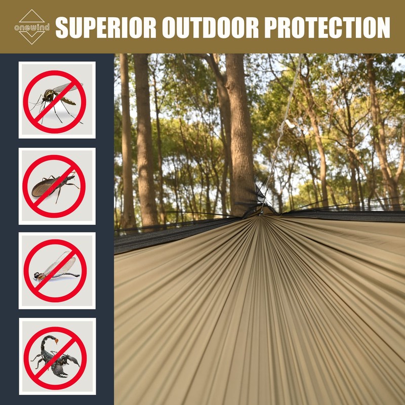 Onewind 12Ft Camping Hammock with Mosquito Net and Structure Ridgeline,