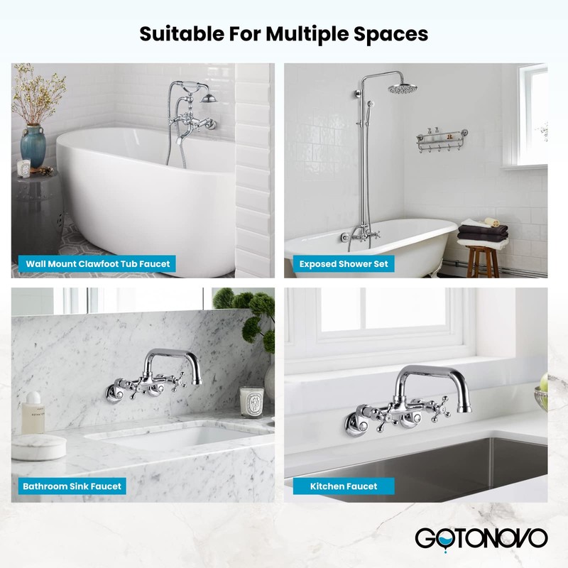 gotonovo Clawfoot Tub Adapter 3-3/8 Inch Adjustable Swing Arms for