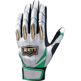 ZETT BG13011C Pro Status Batting Gloves Two-Handed Silver x Green (1348) S
