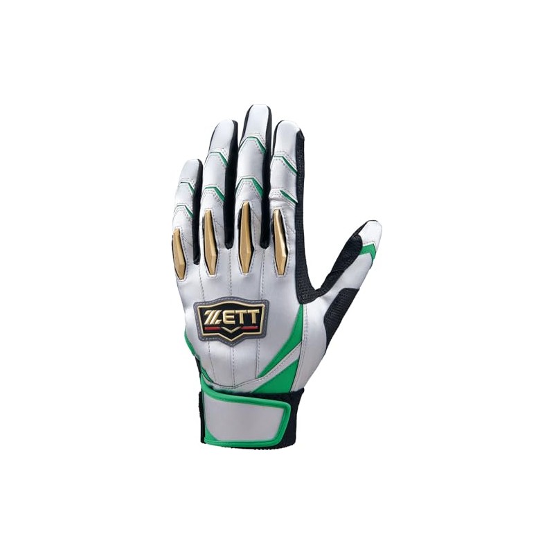 ZETT BG13011C Pro Status Batting Gloves Two-Handed Silver x Green