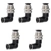 Jienk 5Pcs Bulkhead Elbow 1/4" x 1/4" Tube OD Push