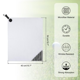 PATIKIL 20"x16" Magnetic Golf Towel with Wire Cleaning Cloth, Microfiber Waffle Pattern Towels with Magnet and Clip for Golf Carts Clubs Golfing Gear, White