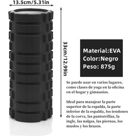 Rodillo de Espuma de Alta Densidad, Masaje de Pies Rodillo, Foam Roller para Corporal, Foam Roller para Relajación Muscular, Columna de Yoga para Yoga, Cuello, Relajación de Piernas, Estiramientos y Ejercicios de Núcleo, Negro