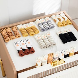 Pmnzdy Pack of 8 Furniture Socks, Chair Leg Socks, Furniture Leg Caps, Knitted Cat Paws, Furniture Feet, Non-Slip Feet Pads, Chair Leg Socks for Table, Sofa, Brown/White