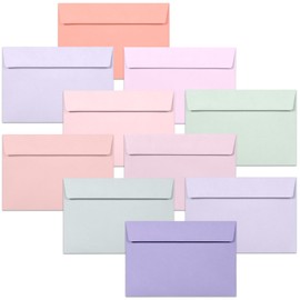 C6 Envelopes, 50-Count Coloured Envelopes for A6 Cards, Invitations & Notes, 114 x 162 mm, Ideal for Weddings, Birthdays & Thank You Cards, 10 Dreamy Pastel Colours