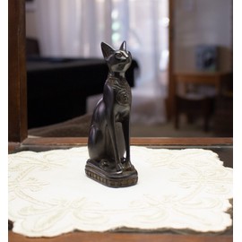 Discoveries Egyptian Imports Bastet Cat Goddess Statue - Antique Gold - 5.5" Tall - Made in Egypt