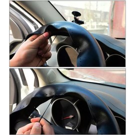 CHUSYYRAY Compatible with 2007-2014 GMC Yukon SLT XL SLE Denali Steering Wheel Cover, Heavy Duty Anti-Slip Safety Genuine Leather Steering Wheel Cover Steering Wheel Protector Kit, Black