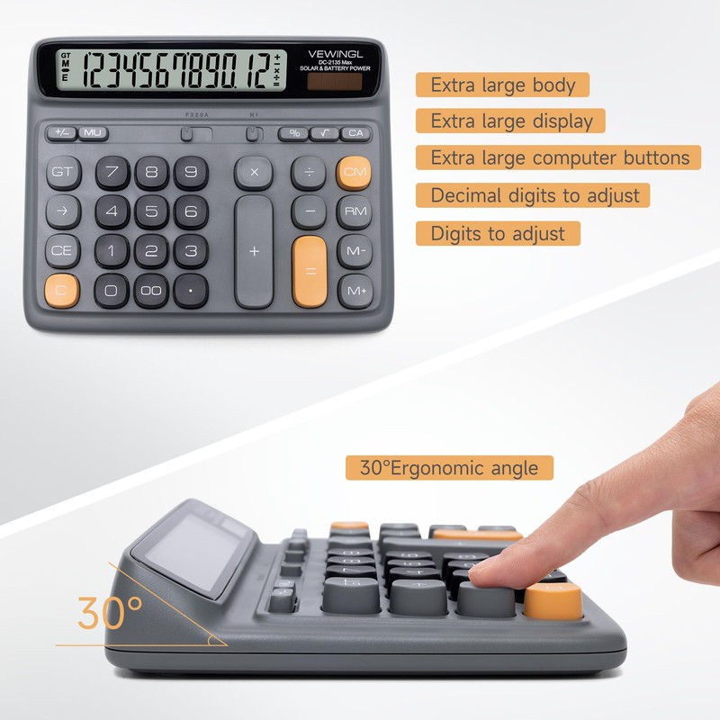 VEWINGL Office Desktop Calculator, 12-Digit Large HD LCD and Big