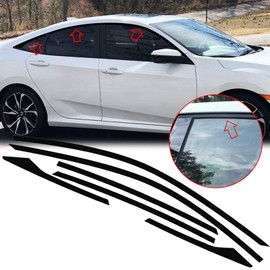 Xotic Tech Chrome Delete Blackout Vinyl Overlay Car Door Window Edge Trim Sticker Accessories Compatible with Honda Civic Sedan 2016-2021 (Matte Black)