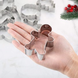 Christmas Cookie Cutters, 5 Pieces Holiday Cookie Cutters Shape Gingerbread Men,Christmas Tree,Snowflake,Santa Face and Reindeer Face for Baking Decorative Party