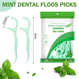 Maxcheck 2000 Count Floss Picks Bulk Natural Dental Floss Picks Toothpicks Sticks High Pull Tooth Flosser Sustainable for Teeth(Green)