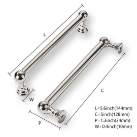 khtumeware 10 Pack 5 Inch Hole Center Polished Nickel Cabinet Pulls Heavy Duty Solid Cabinet Handles cabinets Dressers Kitchens Handles Bathroom cabinets