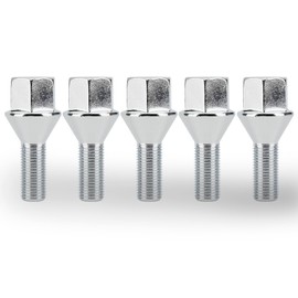 611-005 5pcs Chrome Wheel Lug Bolts M12*1.25, 19mm Hex, 25mm Thread Length 2.4 inch Length for Jeep Cherokee 2014-2023 Renegade 2015-2023 Dodge Dart 2013-2016 Chrysler Compass Chrysler 200