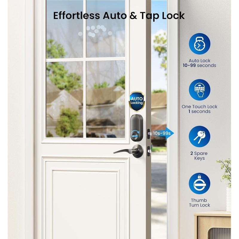 Veise Keyless Entry Door Lock with 2 Lever Handles -