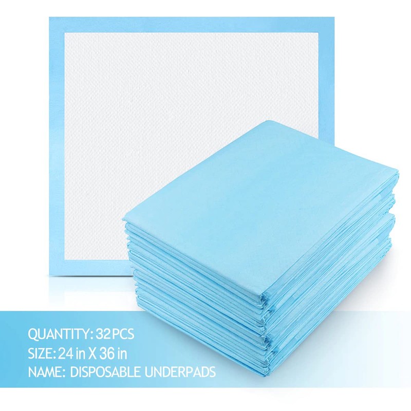 32 Pack Disposable Bed Pads 24" x 36" Heavy Absorbency