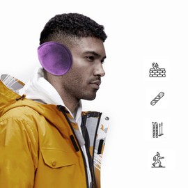 YQXCC Earmuffs for Men and Women, Classic Fleece Unisex Winter Ear Muffs, Black + Purple