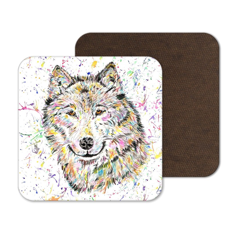 Coaster Wolf Wildlife animal Coasters Watercolour Art Gift Work Office