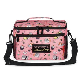 Legami - Borsa termica per il pranzo, tema Sushi Cat, borsa termica per il pranzo, grande capienza 7,7 litri, tracolla regolabile, 28 x 17 x 15 cm