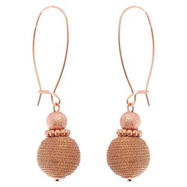 Women's Metallic Thread Ball Pierced Kidney Wire Earrings, Rose Gold-Tone