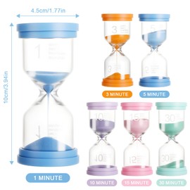 6 Stück Sanduhren Set – 1/3/5/10/15/30 Minuten Timer – Bunte Sanduhren in Macaron-Farben für Lernen, Spielen, Zähneputzen, Schule, Küche, Büro, Zuhause