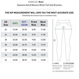 Equinavia Astrid Womens Fleece Lined English Winter Full Seat Riding Breeches - Black - 30