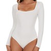 SHAPERIN Women's Bodysuit Square Neck Long Sleeve Body Suit Top