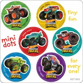 Sandylion 150 Mini Hot Wheels Monster Trucks Stickers, Each 7/8" Round