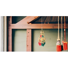 Decorative Wall Roof Hanging Square Centre Ceiling Hanging Jhoomar Golden Hangings Ornament Party Christmas Decoration Indoor for Indian New Year Wedding Cultural festival Home Decor(Size:-16"X6")