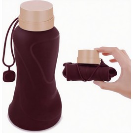 Collapsible Water Bottles,650ml,Leak Proof,Reuseable BPA Free Silicone Foldable Water Bottles,Durable Lightweight for Travel Gym Camping Hiking,Compact Size Portable Sports Water Bottle (Coffee)