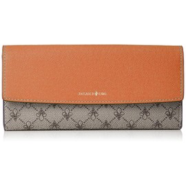 Patrick Cox Long Wallet, Rich Fleur-de-Lis Print, PVC/Cowhide Leather Combination, Button-Flap Model