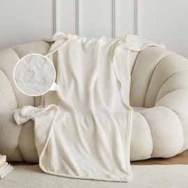 Simple&Opulence Cream Throw Blanket for Couch-Super Soft Fluffy Blankets for Women 50x70 Inches Cozy Lightweight Flannel Fleece Blanket for Home Decor（Cloud